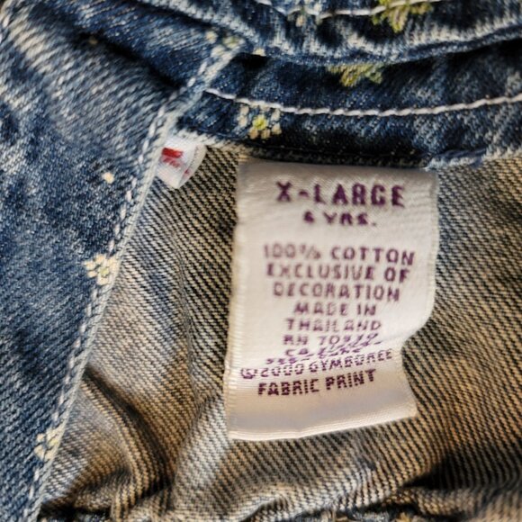 Blue Jumper Dress Denim Floral Butterfly Deorative Trim Girls XL 6 Years Jj3471 - Picture 5 of 5